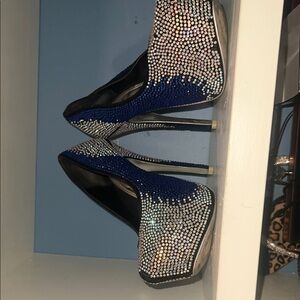 Alba Royal Blue Crystal Embellished Stiletto Pumps